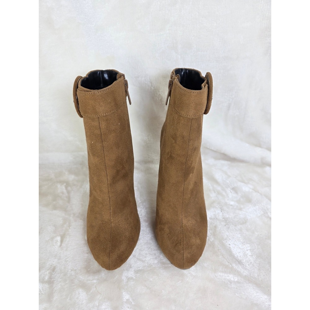 Womens Brown‎ Suede Ankle Boots Stiletto Heel Buckle Detail Size 8